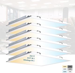 POPANU 2x2 LED Flat Panel Light - 6 Pack Drop Offer Ceiling Light 20W|30W|40W Adjustable, 110LM/W 4000K|5000K|6000K Selectable, 0-10V Dimmable, 120-277V for Office Ceiling Lighting Fixture, 6P
