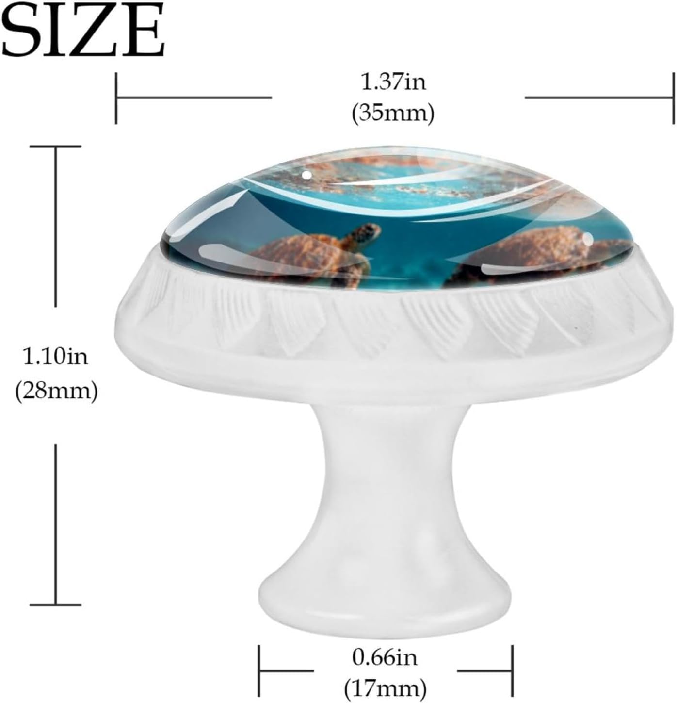 Sea Turtles (1) Crystal Glass Decorative Cabinet Knobs, Premium Drawer Pulls with Screws for Kitchen Cabinet Bathroom Dresser Wardrobe