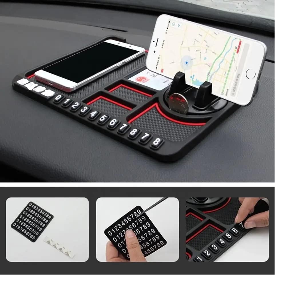 Pitrukrupa Enterprise Multipurpose Anti-Slip Car Phone Holder Dashboard Mat and Phone Holder Mount | Non-Slip Silicone Mat for Car Interior Dashboard Accessories- Black - Image 3 thumbnail