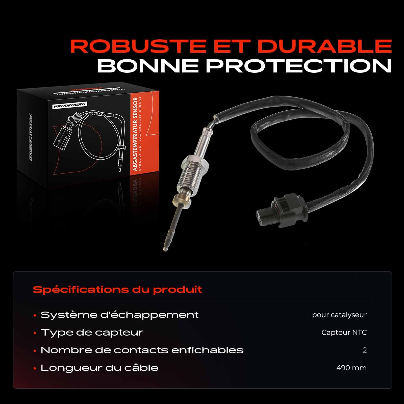 Frankberg Capteur de température des gaz d'échappement, 2 broches, en