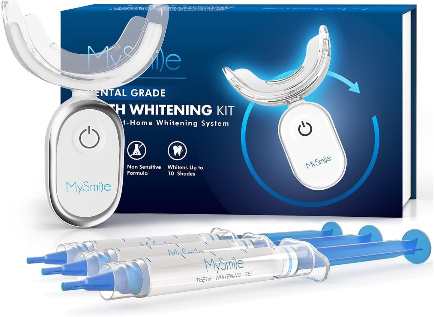 MySmile Teeth Whitening Kit for Sensitive Teeth with LED Light, 10 Min Non-Sensitive Fast Teeth Whitener, 3Pcs Teeth Whitening Gel, Powerful whitening, Enamel Safe