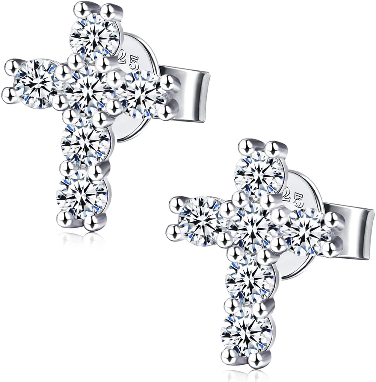 Moissanite Stud Earrings, Moissanite Earring White Gold Plated Sterling Silver Studs Earrings for Women Men