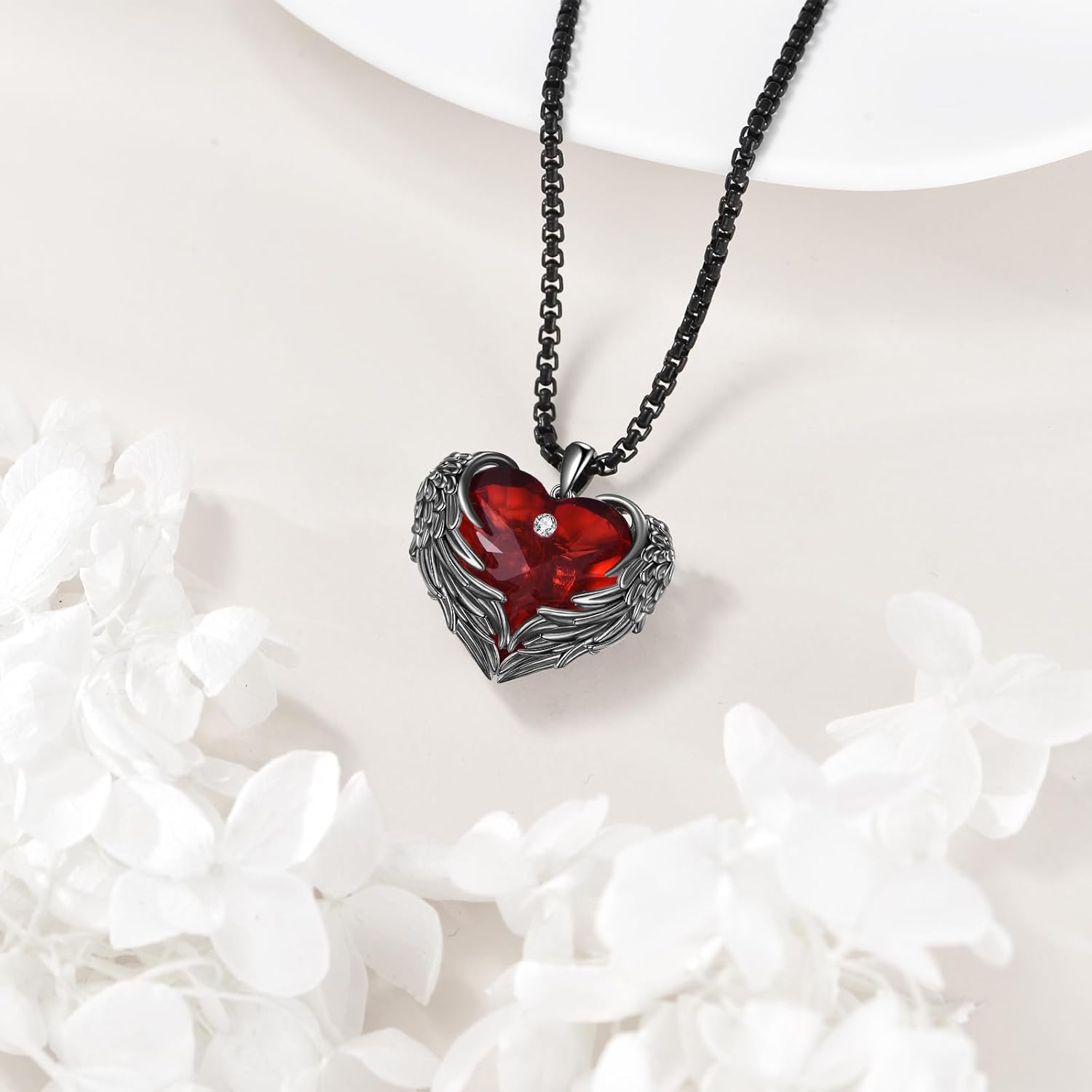 Angel Wings Necklace for Women 925 Sterling Silver Birthstone Guardian Necklace Jewelry Angel Wings Moonstone, Crystal Pendant Jewelry Gifts - Image 4