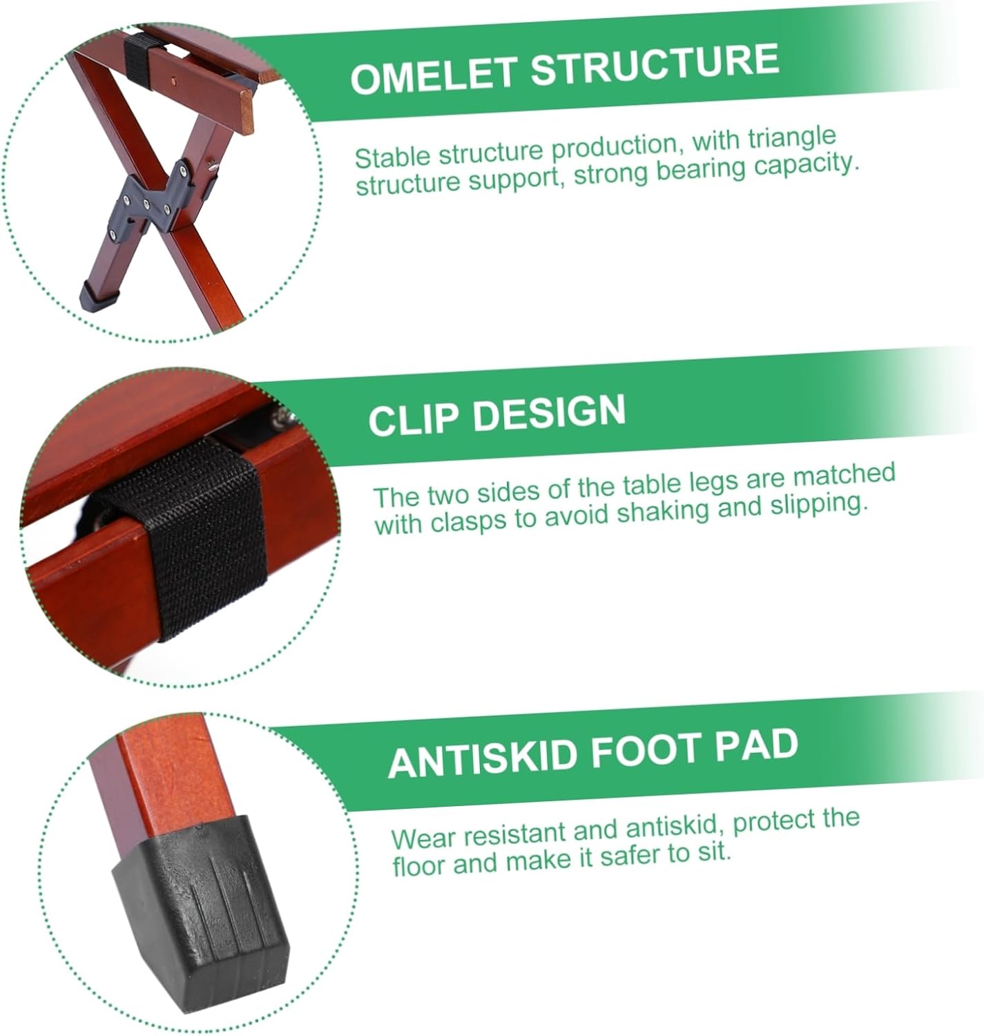 HANABASS Portable Camping Table Snack Table Wooden Folding Picnic for Beach Home Office