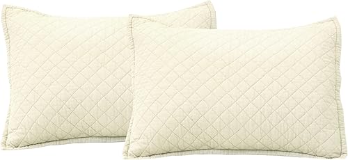 Miniatura 3 de Lush Decor Belgian Linen - Juego de edredón de 3 piezas de mezcla de algodón prelavado, KingCal King, marfil