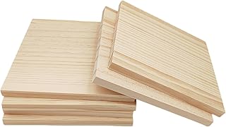 6PCS Unfinished Wood Square Blocks for Crafts, 6x6x0.4in Blank Wooden Squares Pine Wood Boards for Wood Carving,DIY Wood Coasters,Painting & Burning