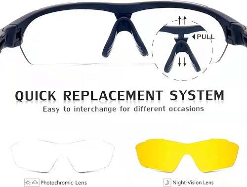 Miniatura 4 de UKNOW Lentes de sol fotocromáticos para hombres y mujeres, lentes de transición con lente de visión nocturna, gafas de sol deportivas para ciclismo