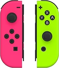 Joy Cons para Switch Nintendo, substituição para controle Nintendo Switch, sem fio esquerda e direita Joy Cons para Switch Nintendo suporta vibração dupla/despertar/captura de tela (rosa e verde)