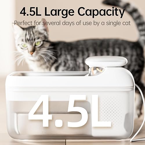Miniatura 3 de Fuente automática de agua para mascotas, 4.5 L, bandeja de bebidas de acero inoxidable de gran capacidad, dispensador de agua para gatos, bomba