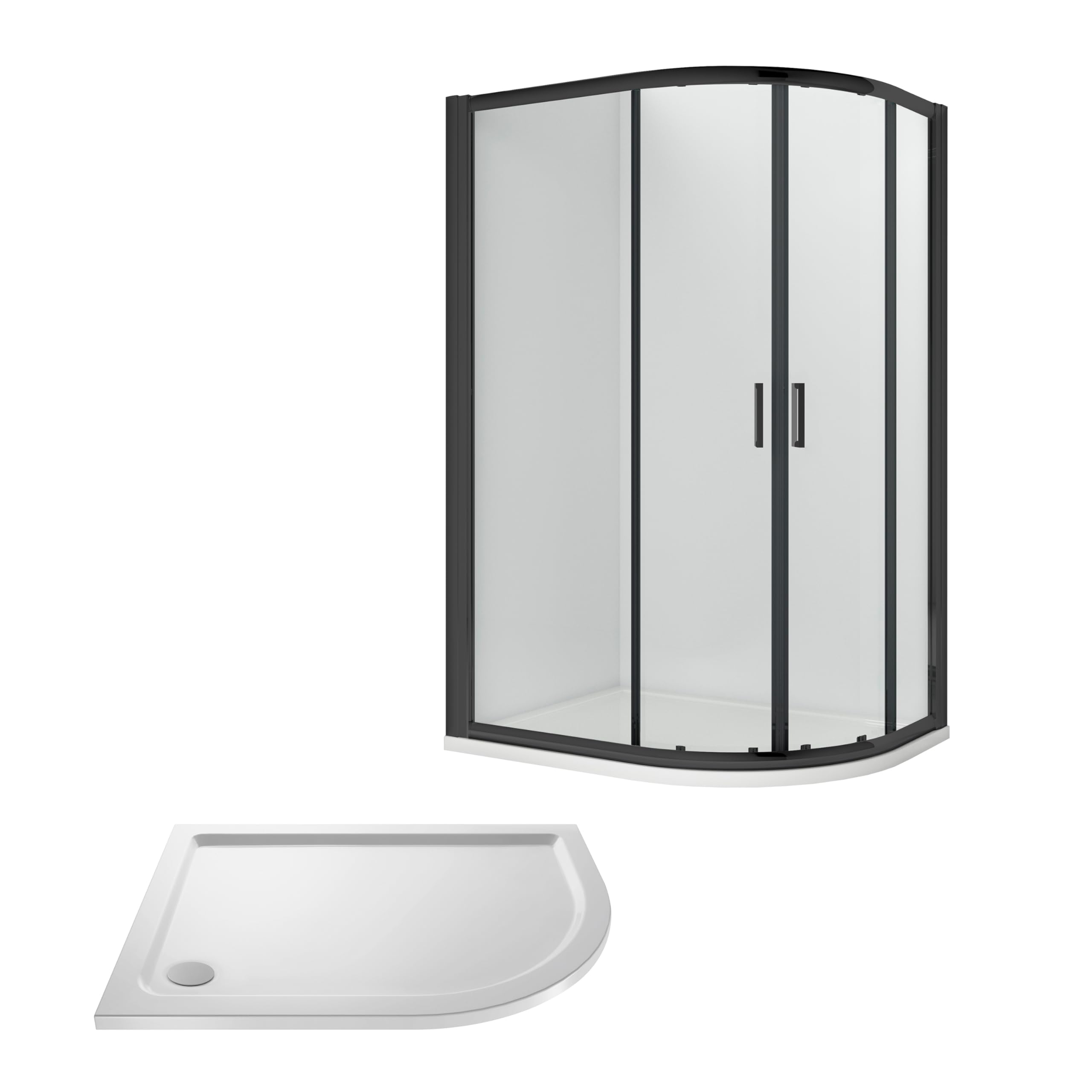 Ruwa Shower Enclosure Bundle - Offset Right Hand Quadrant & Slimline Tray - Black/White - 1000Mm X 800Mm - Balterley 5056678409121