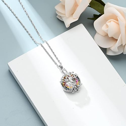 Miniatura 10 de shajwo Collar de cenizas de urna de cremación del árbol de la vida para mujeres y hombres, círculo de la vida, cristales de cremación, colgante de