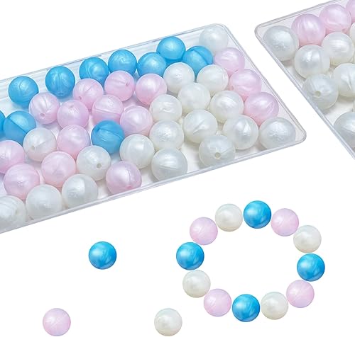 60 cuentas de silicona, cuentas de silicona de 0.59 pulgadas para hacer llaveros, cuentas de silicona redondas suaves para hacer pulseras, collares
