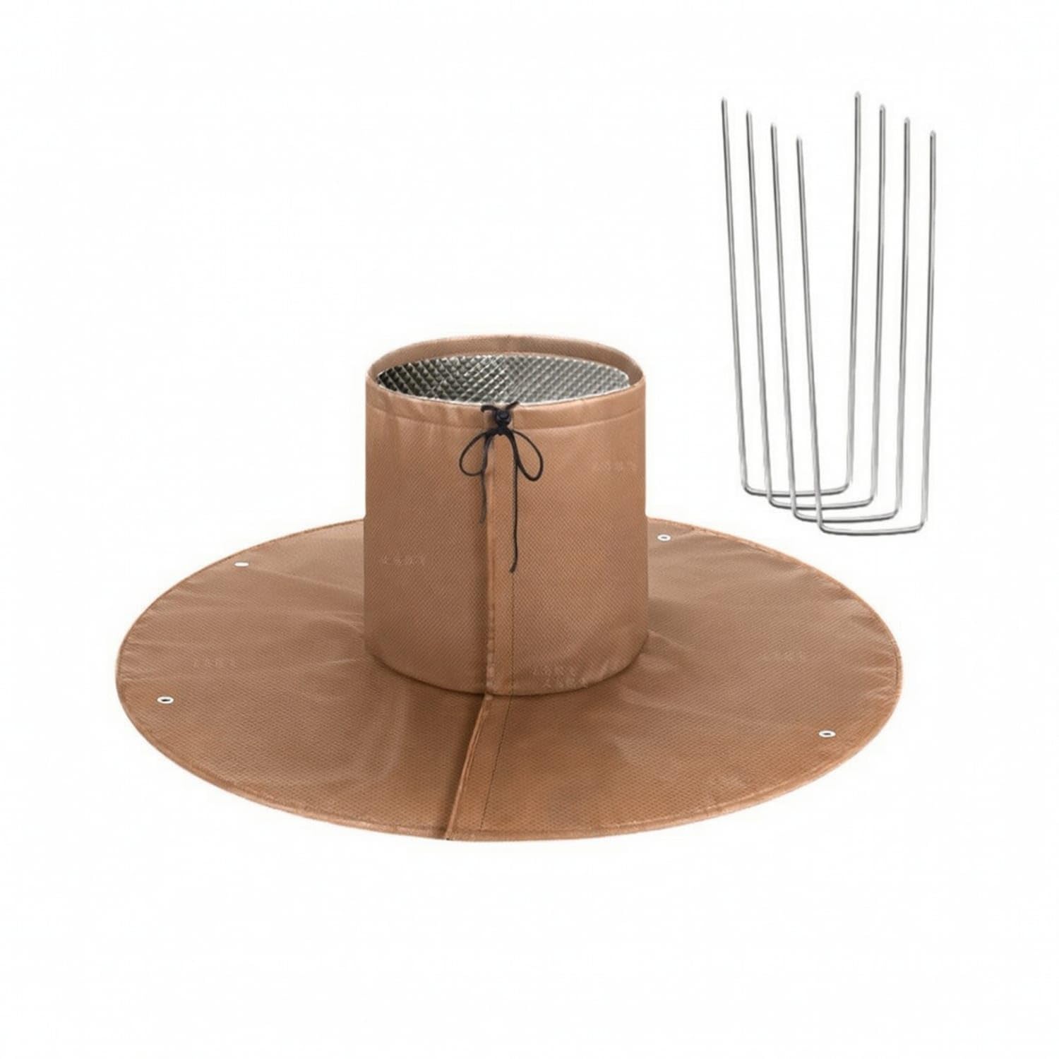 Reflective Tree Root Frost Cover Insulated Tree Root Freeze Protector Thermal Plant Cover with Ground Nails Cold Weather for Gardeners, Landscapers, Brown-image-29