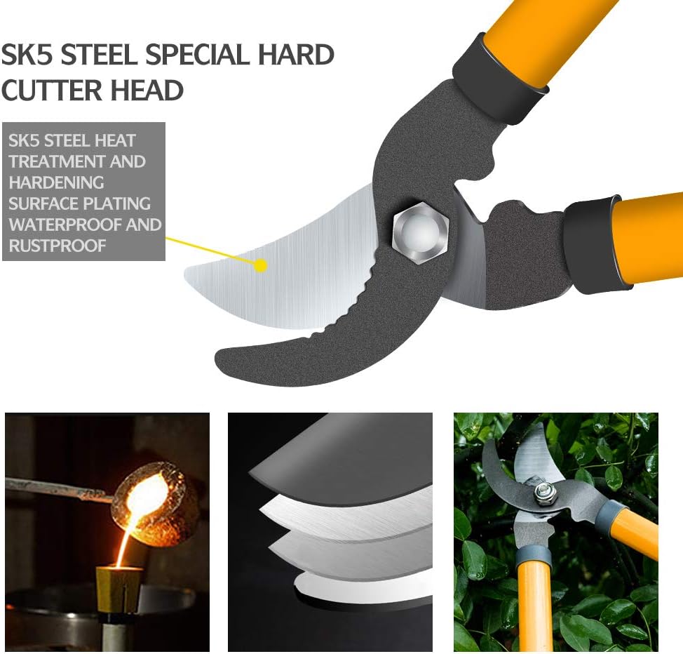 AIRAJ Small Bypass Lopper,Heavy Duty Gardening Clippers-Pruning Shears,Wear Resistant Steel Scissor Hand Tools for Pruning Bonsai,Flowers and Branches Below 30 mm Indoor and Outdoor : Patio, Lawn & Garden