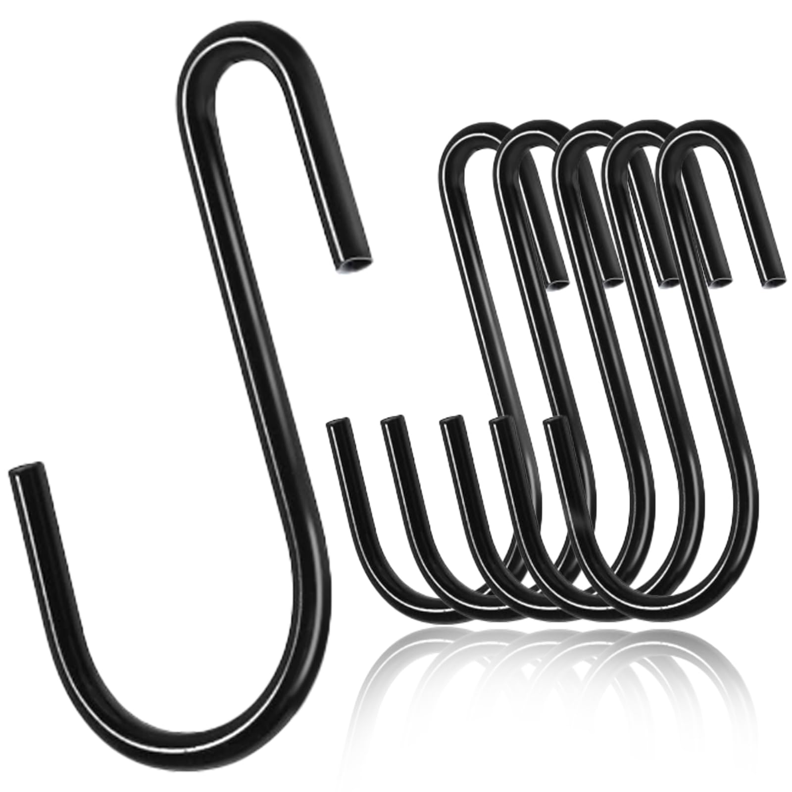 30 Pcs 2 4 Inch 60MM Heavy Duty S-Shaped Hooks - Black S Hooks for Hanging Wall Curtain