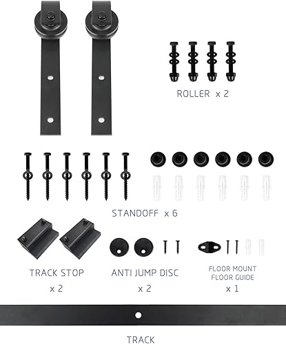 Miniatura 11 de S&Z TOPHAND 48" x 80", Puerta estilo granero British Brace de madera nudosa, sin terminar, con kit de herrajes para puerta corredera de 8', madera