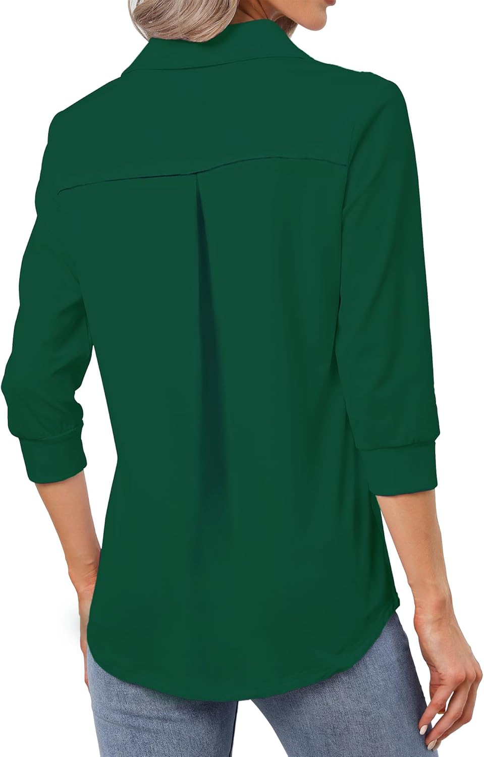 Heat Move Women's 3/4 Sleeve Length Tops Collared V Neck Shirt Dressy Casual Business Blouses for Work Professional - Image 4