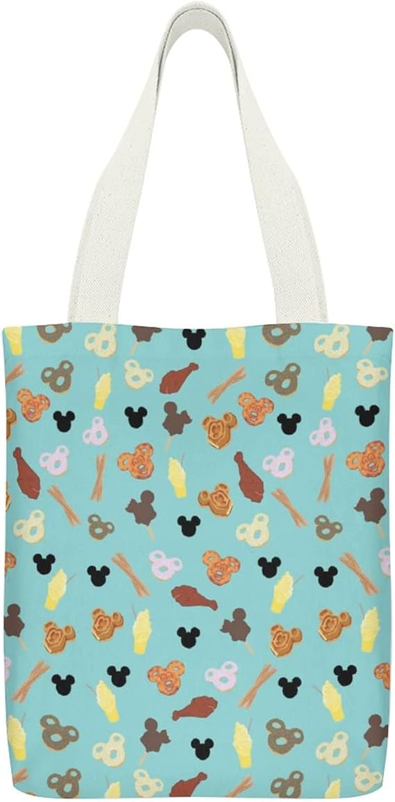 Amazon ミニ 遊園地 柄 キャンバス 大容量 ポケット付き トートバッグ エコバッグ ファスナー 肩掛け 軽い 通学 通勤 人気 Ofok かわいい アニメ キャラクター レディース メンズ Ofok トートバッグ