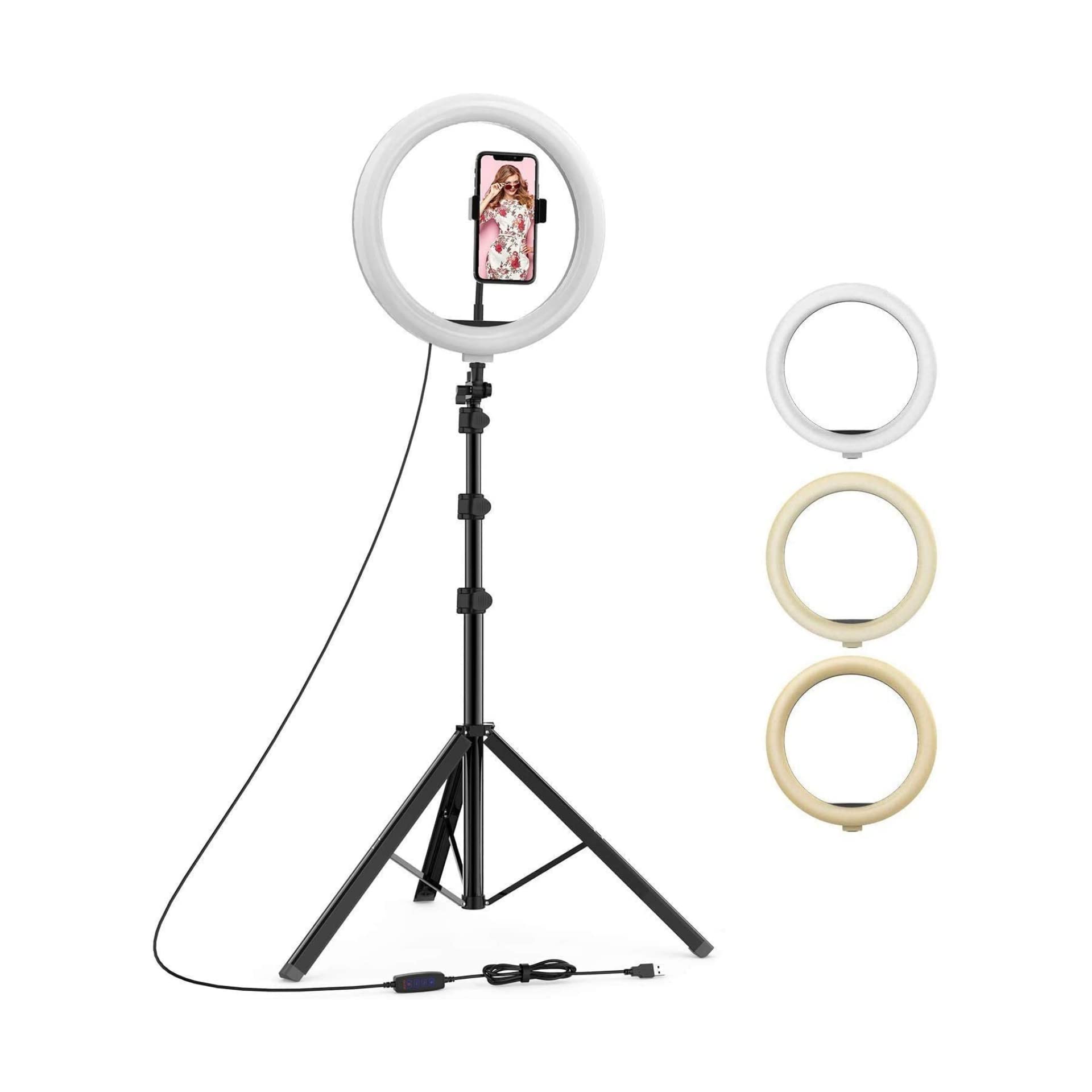 Tpz Professional 10" inch LED Ring Light with 7 Ft Tripod Stand Combo | 3 Color Modes Dimmable | Lighting for Tiktok YouTube Reels Photo-Shoot Video Live Stream Makeup Videos