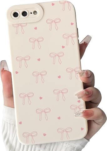 NITITOP Compatible for iPhone 7 Plus / 8 Plus Case Cute Bow Knot - Pink