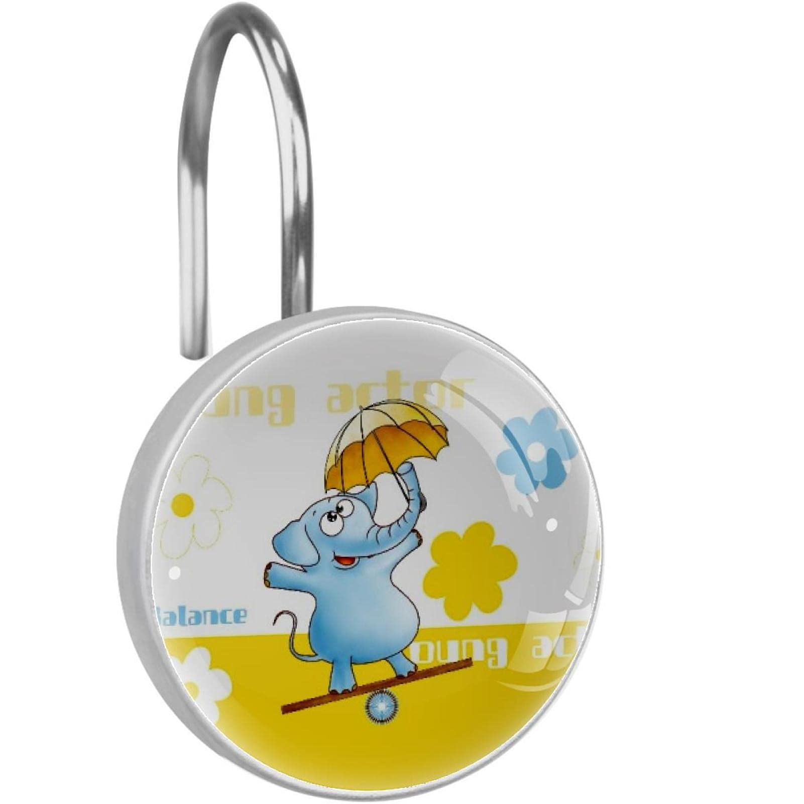 Crochets rideau de douche acier inoxydable anti rouille motif éléphant