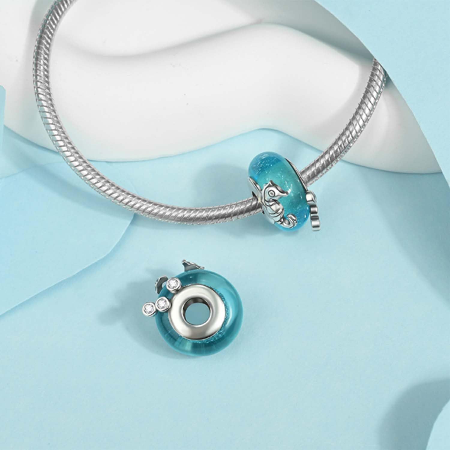 Animal Charm Cute Charms for Bracelets Sterling Silver Necklace Murano Glass Beads Angel Wings Bee Butterfly Bead for Women Charm Bracelet