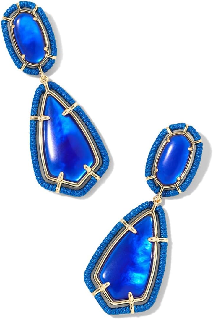 Kendra Scott Threaded Camry Statement Earrings Gold Cobalt Illusion One Size