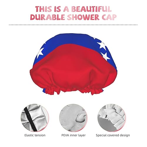 Miniatura 4 de Double Layer Waterproof Shower Cap for Women,Portable Hair Protection for Long Hair,Versatile Bath Accessory Flag of Venezuela