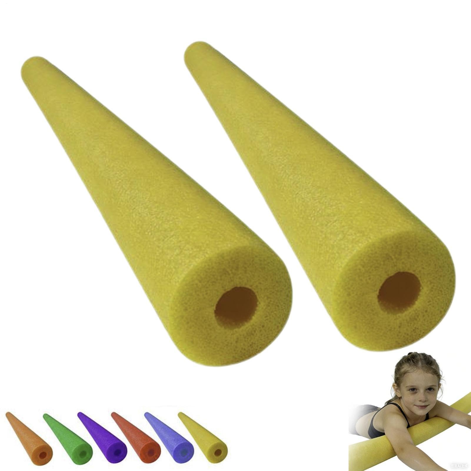 2PCS Pool Noodles With Hole, Foam Swimming Noodles For Kids Adults, Flexible Noodle Foam Tube, Pool Noodle Floats Toys, Swimming Aid For Beginners Learing Training, Party, Beach, Yard(Yellow)