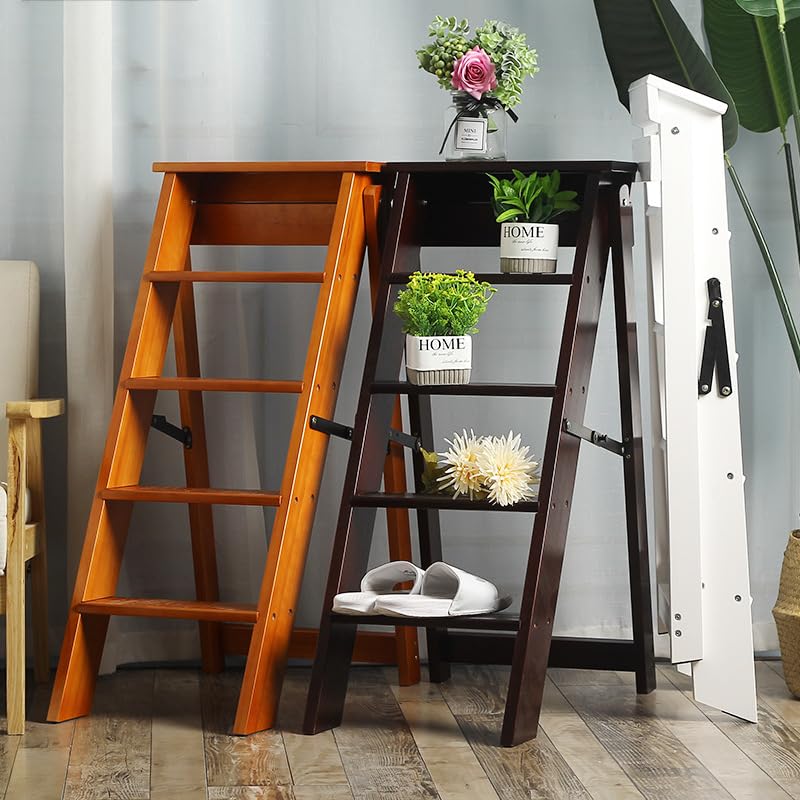 Escalera de madera de 5 peldaños y taburete plegable doméstico comercial 5