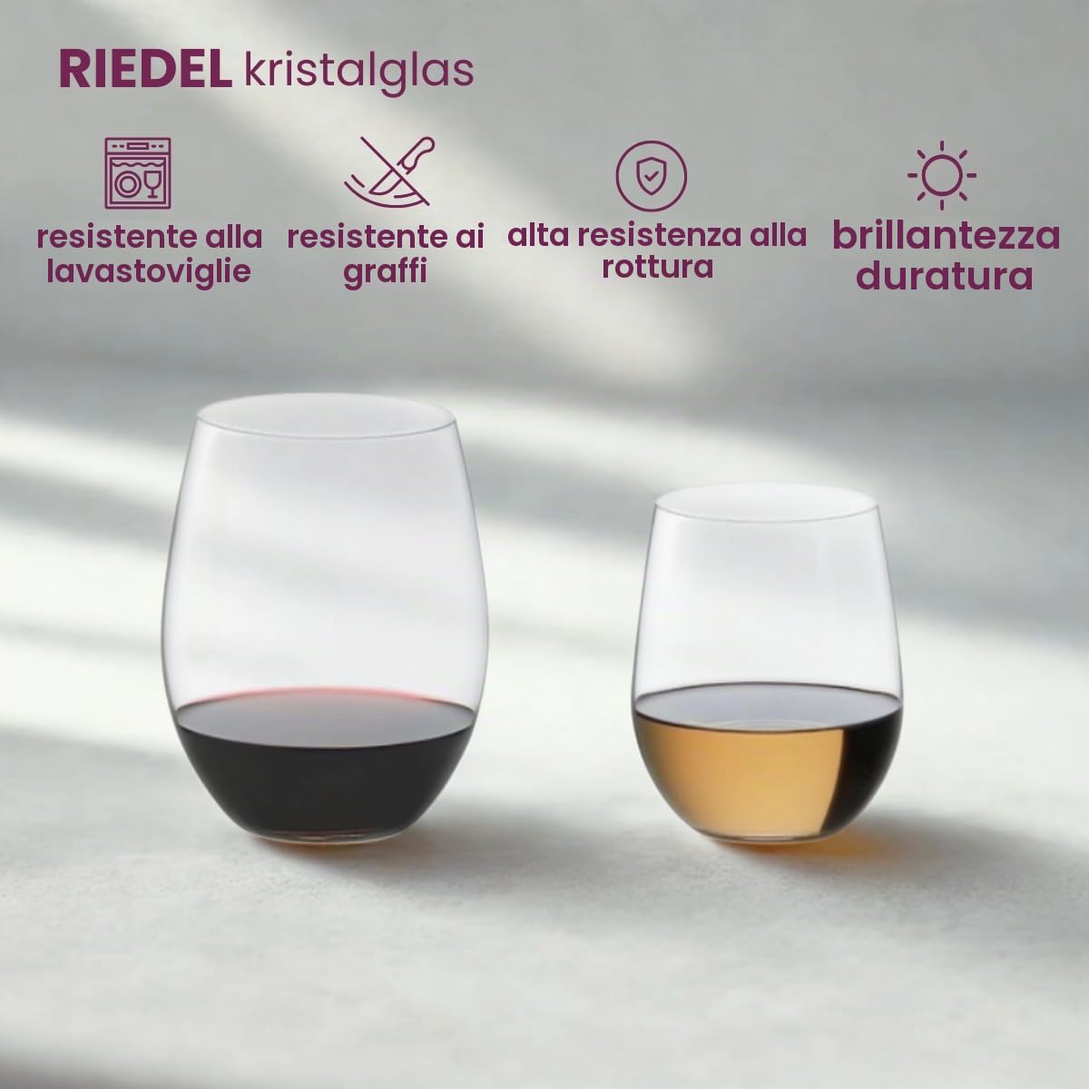 Riedel O Wine Tumbler Riesling Set di 4 bicchieri da vino Bicchiere da vino bianco 375ml