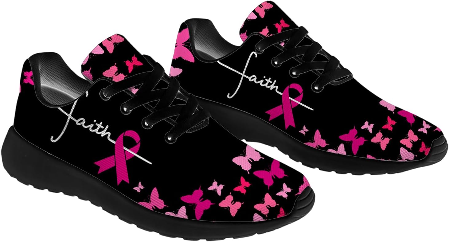 Breast Cancer Awareness Shoes for Women Men Running Shoes Walking Sneakers Gifts for Women Men
