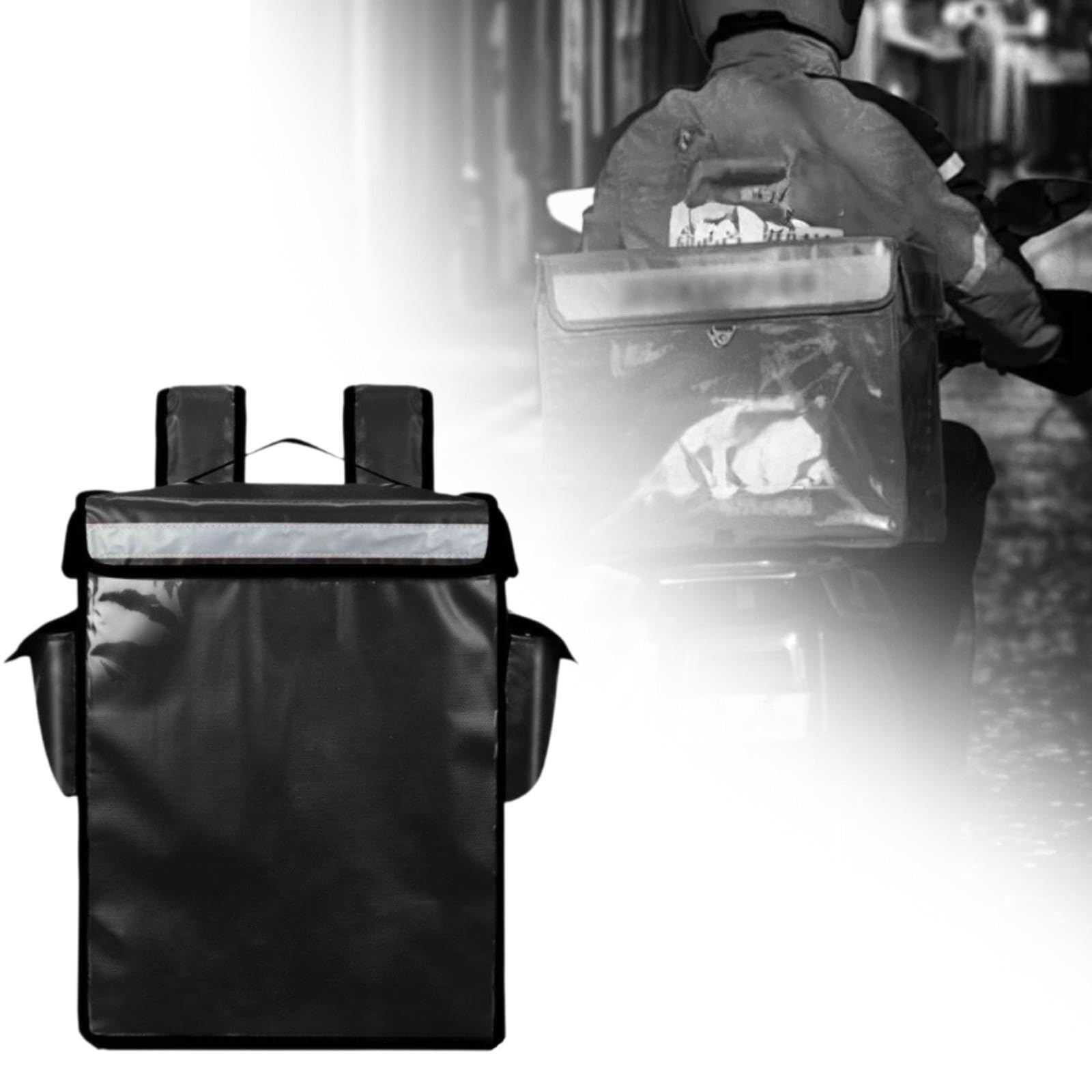 Mochila Térmica para Reparto de Supermercado, Bolsa de Pizza Multifuncional Impermeable para Llevar Comida, Ideal para Camping, Actividades Al Aire Li, Negro, Individual