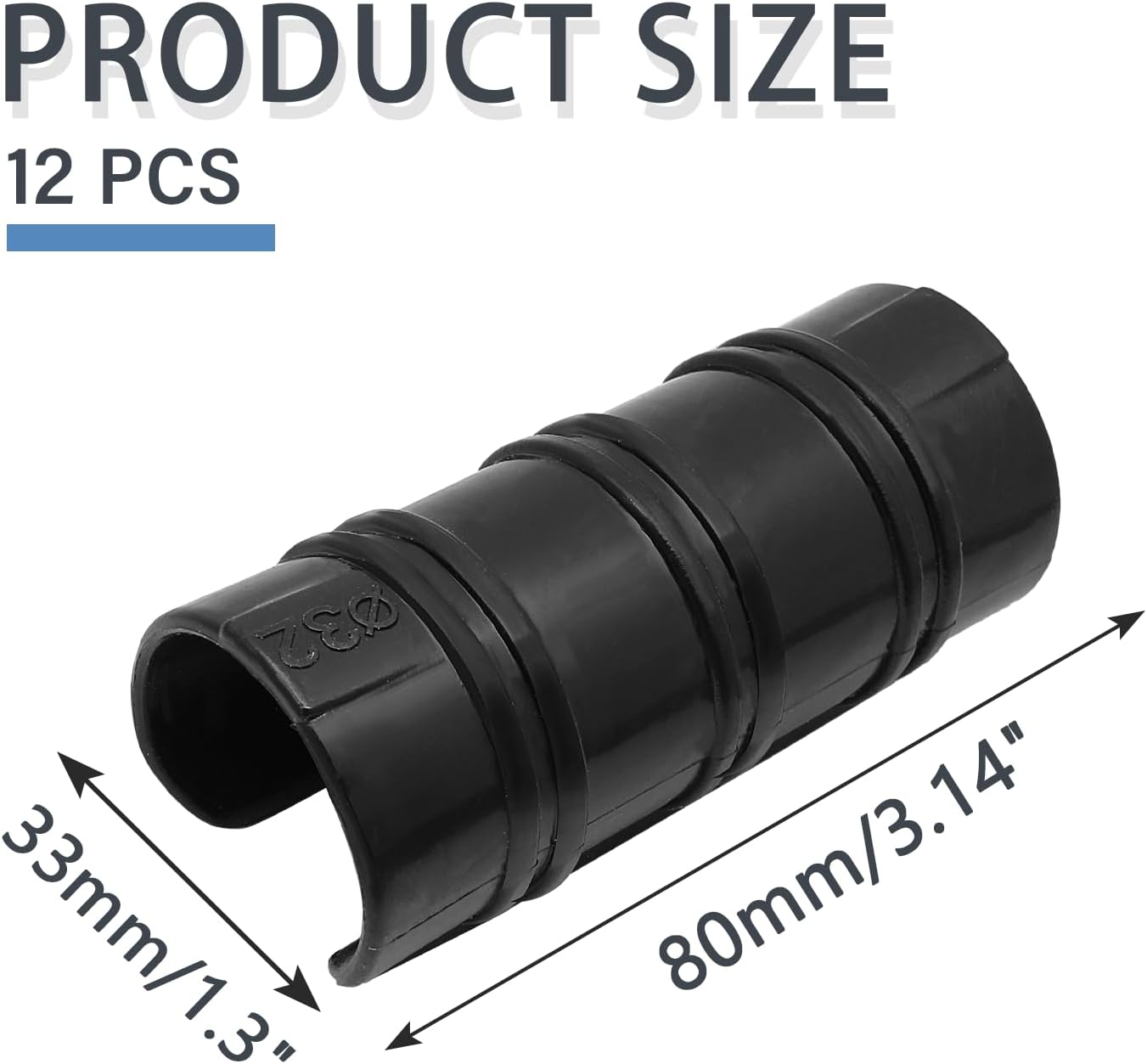 12PCS Greenhouse Clamps, 1-1/4 Inch/32mm Snap-On Pipe Clip (Black) image 2