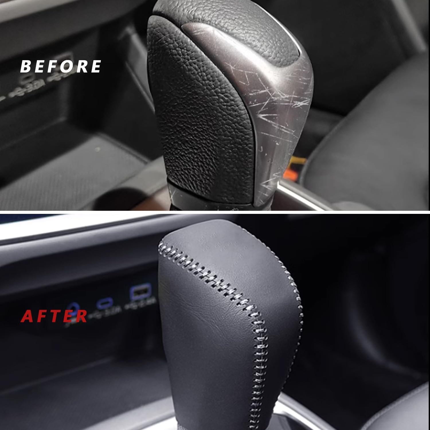 Car Shift Knobs Cover Leather Shift Lever Gear Handle Cover for Subaru Crosstrek/Impreza 2024 2025 Decoration Accessories Scratch Prevention Protector(Carbon Fibre+Yellow Leather)