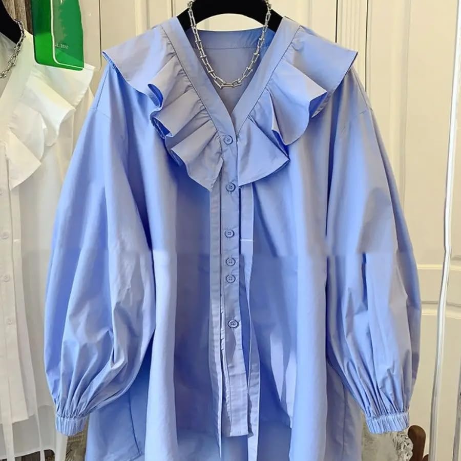 Camisas para mujer, blusas con cuello en V para primavera/verano, holgadas, florales