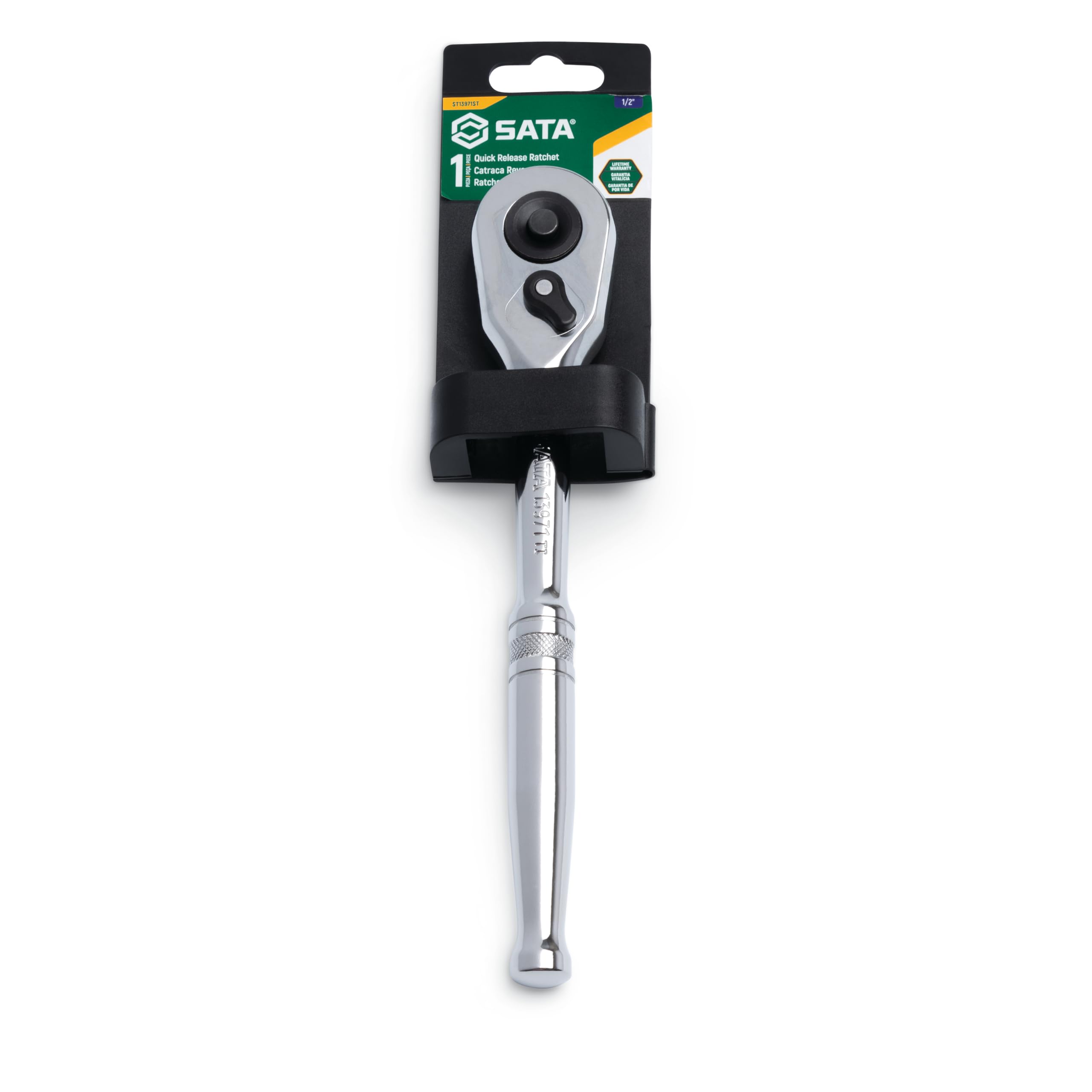 SATA ST13971ST - Cricchetto a goccia a sgancio rapido da 1/2" in acciaio legato al cromo vanadio (Cr-V) per resistenza e durata eccezionali