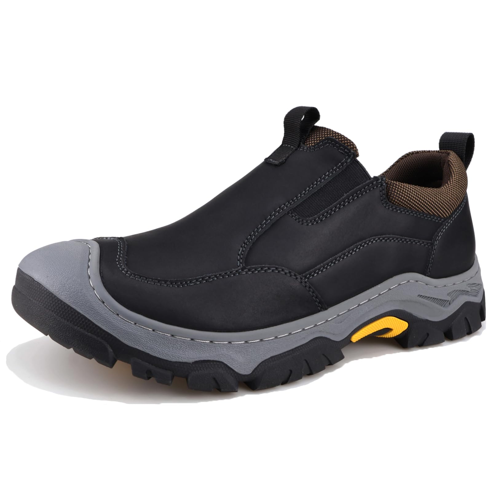 Herren-Leder-Slipper, wasserdicht, für Arbeit, Walking, Outdoor, Wandern, bequeme Freizeitschuhe
