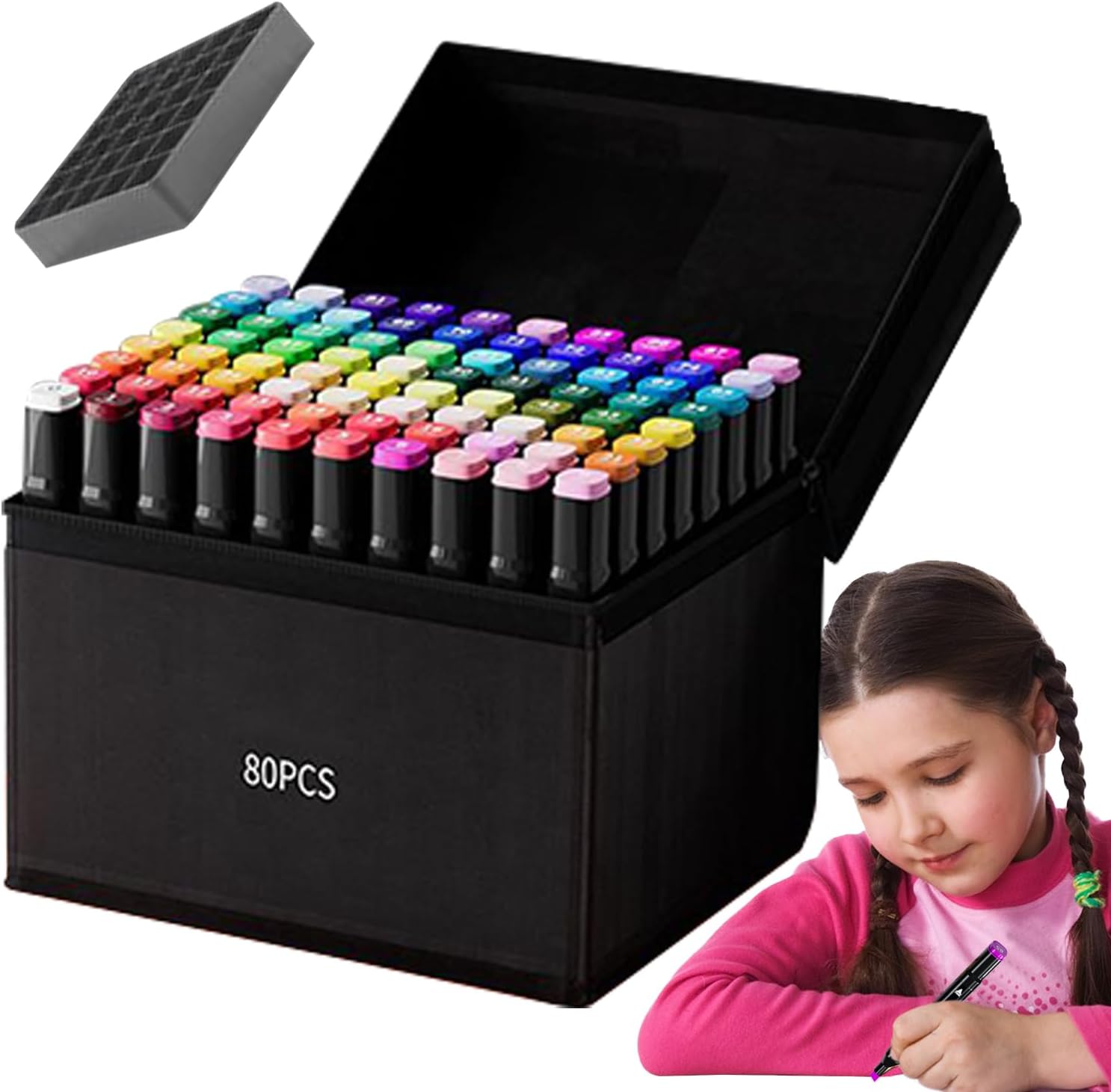 ダブルチップカラーペン - フェルトチップブラシペン | 防水油性カラーマーカー | 子供用描画マーカー ファインペインティング 大