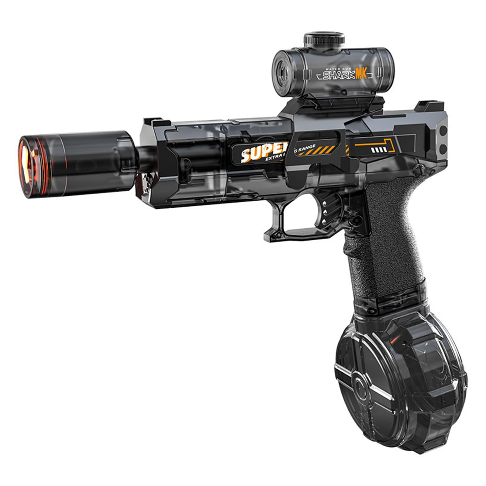 Electric Water Gun for Kids Powerful Automatic Water Pistol with LED Light |Transparent Long-Range Squirt Gun | Pool Party Toy Gift for Boys Girls Adults (Pistol Black)
