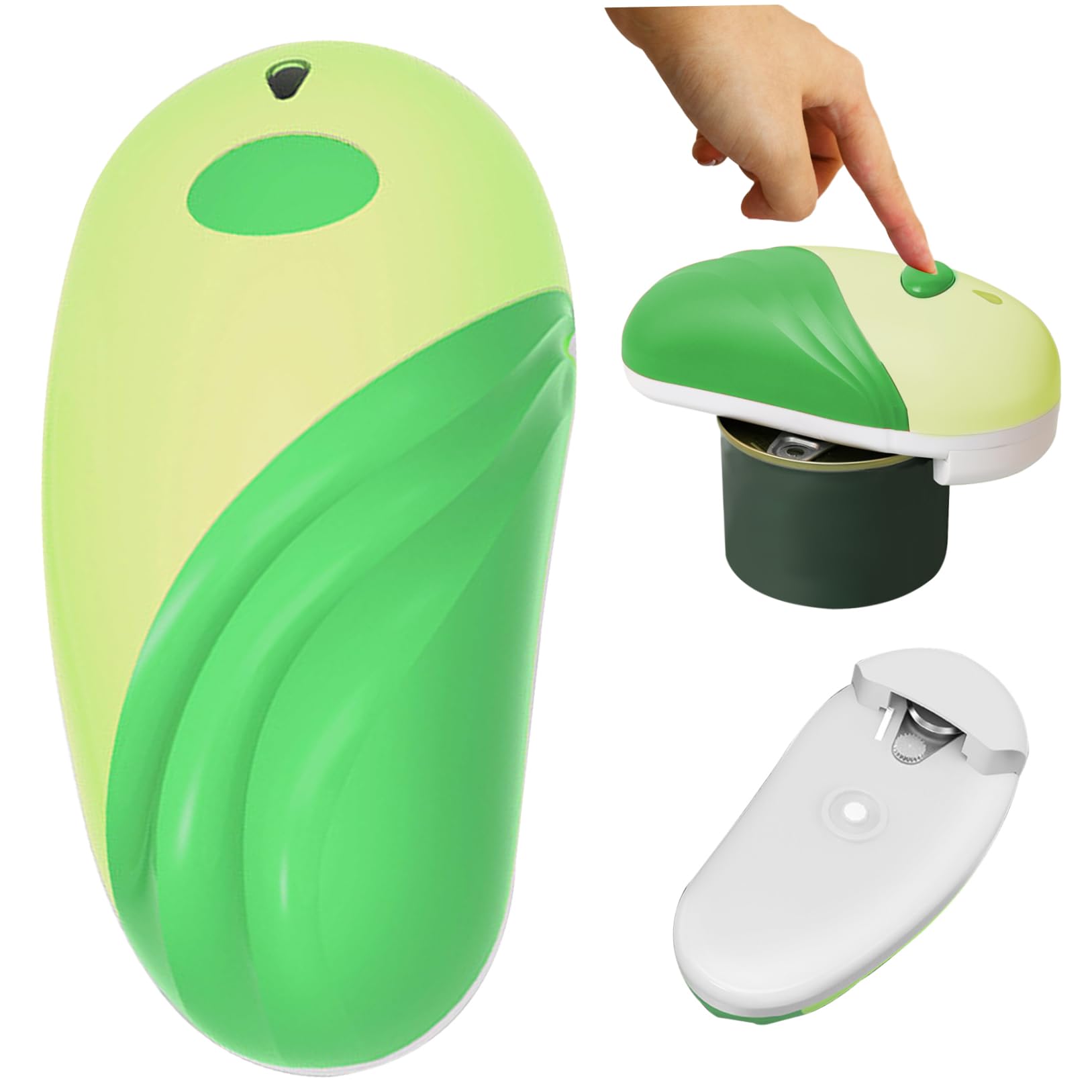 Xweptuy Electric Can Opener for Any Can Sizes Hand Free Food-Safe Automatic Opener Portable Battery Operated Openers for Seniors with Smooth Edge Green