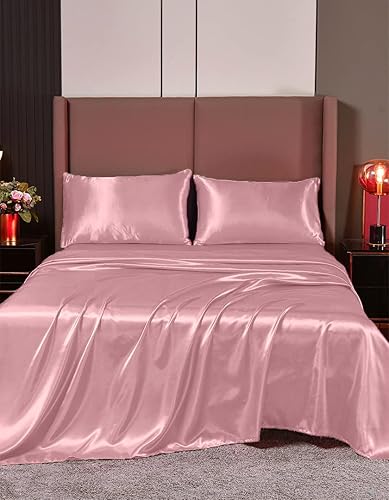 Juego de sábanas de satén de seda  Sábana bajera de satén de seda  Sábana encimera de satén de seda  Funda de almohada de seda  Juego de sábanas de