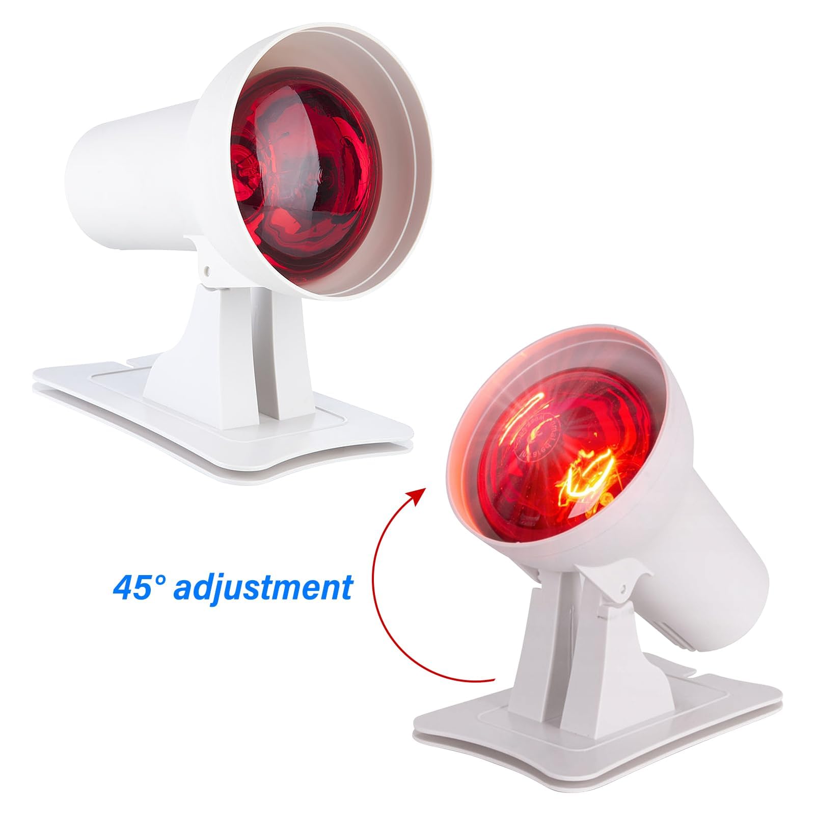 GOMETY Lampe infrarouge 150 W - Lumière infrarouge - 150 W - Avec minuterie et température réglable - Angle réglable - Pour fatigue musculaire relaxante - Utilisation à la maison