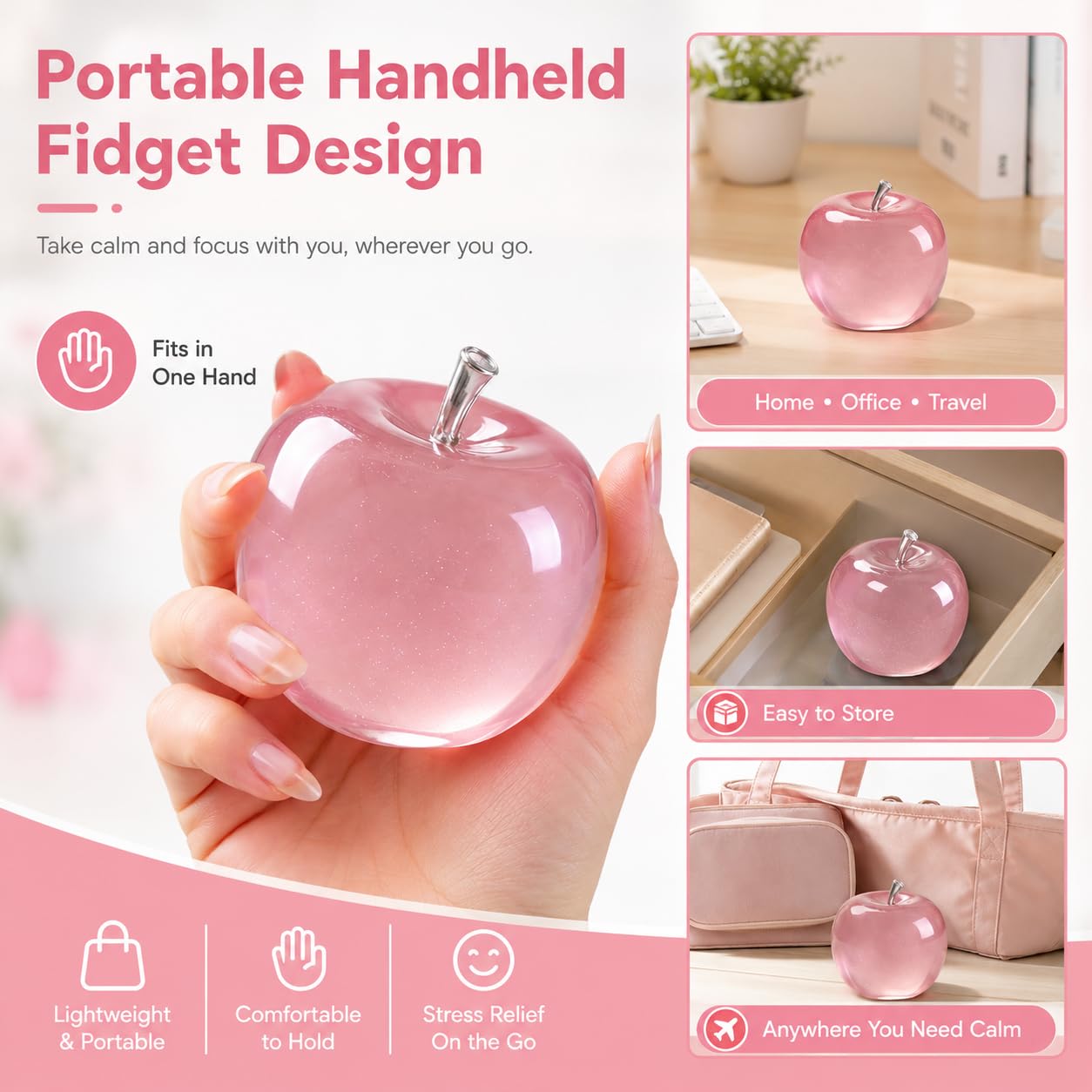 Squishy jabłko antystresowe, przezroczysta zabawka sensoryczna, miękkie prasowanie, zabawka fidget relaks do biura, dekompresji, fantazyjny prezent dla dorosłych (A)