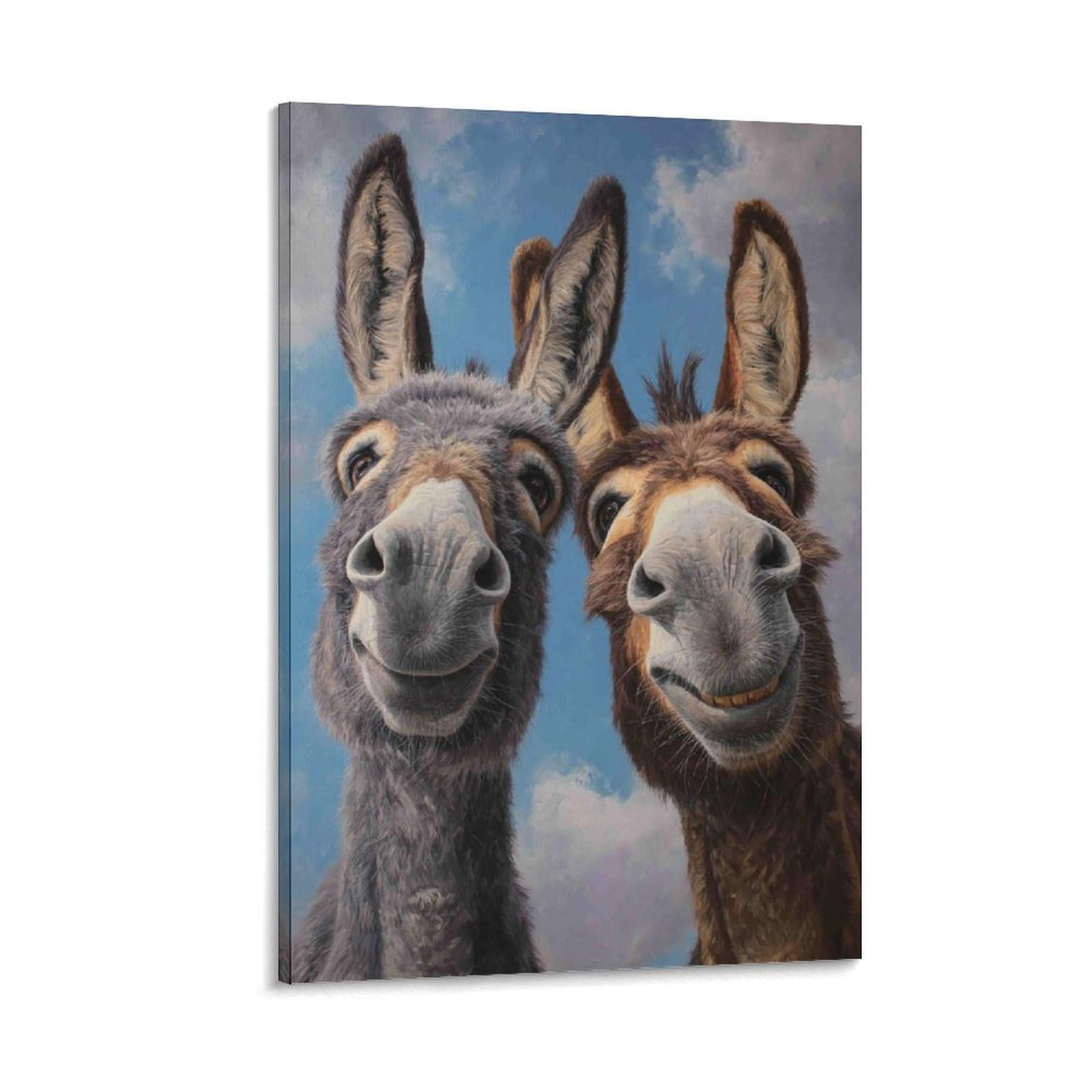 DHBANEIOK Donkeys Portrait Painting Poster Artwork Giclee Canvas Prints Modern Canvas Wall Art Picture Wall Hanging for Living Room Home Decorations 12x18inch(30x45cm)