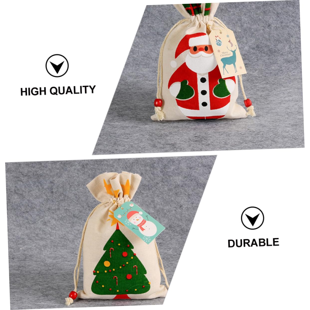 LALAFINA 5pcs Christmas Style Candy Bags Drawstring Storage Pouches for and Treats Festive Cartoon Design for Holiday Parties and Present Giving