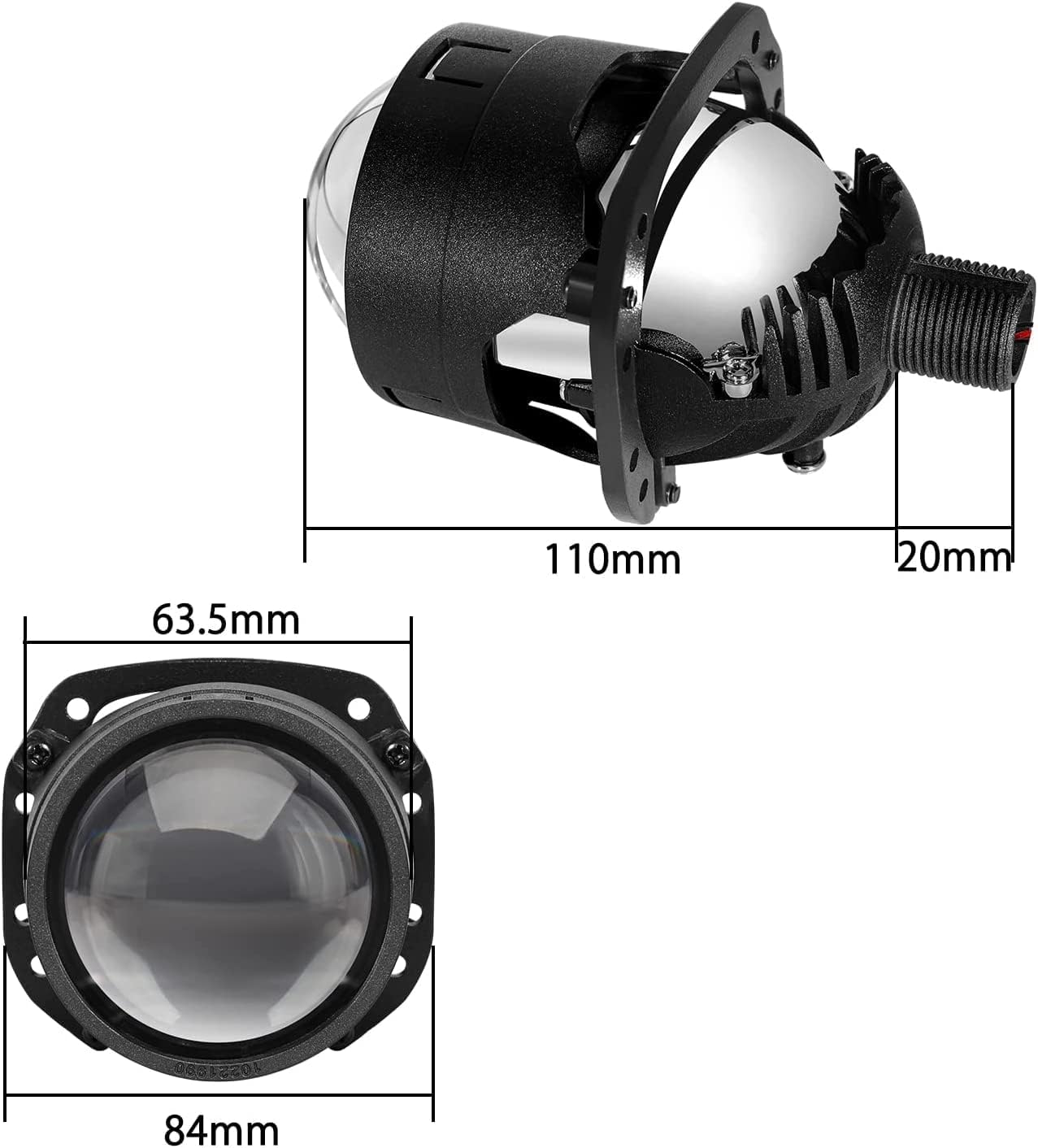 2.5 Inch Bi-LED Projector Lens with High Low Beam - 6000K White 92W/pair 20000LM Focus Beam DOT Approved Clear Cut off Line No Blind Oncoming Car Upgrade Bi-Xenon Projector Lens