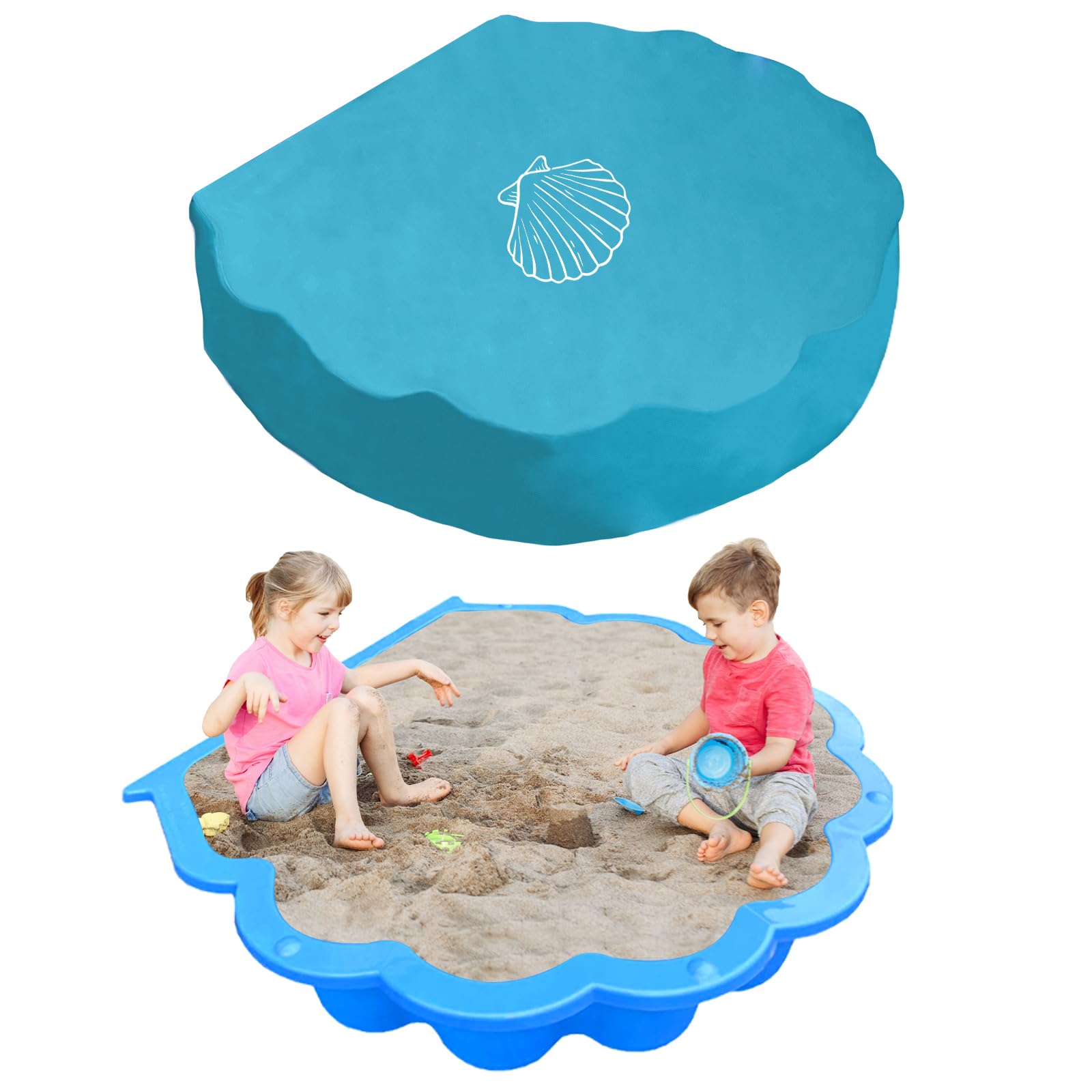 Copertura per conchiglia di sabbia, 100 x 15 cm, copertura per sabbiera, rotonda, blu, per sabbia, impermeabile, per sabbia e conchiglie d'acqua (contiene non conchiglie di sabbia)