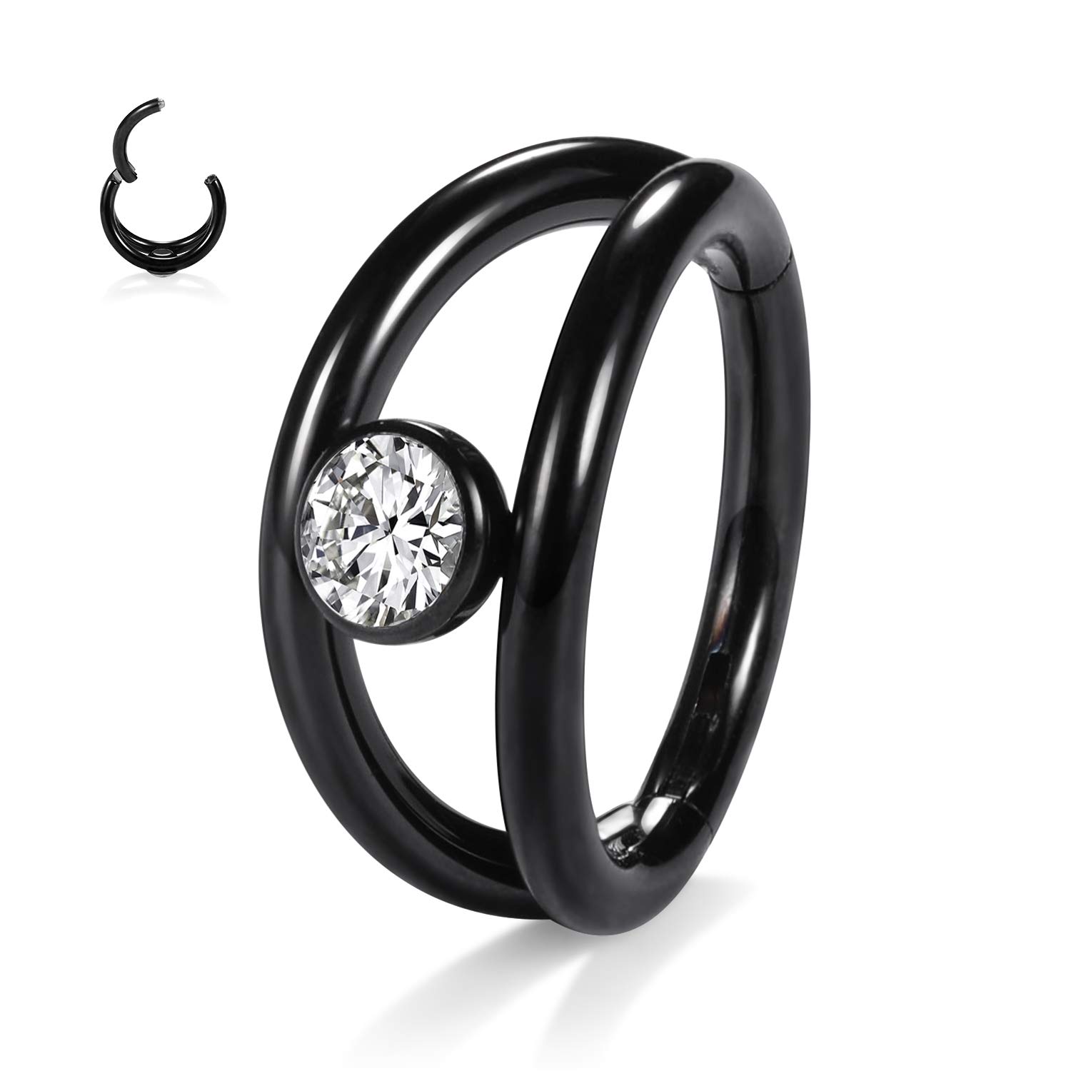 hengkaixuan Triple Double Nose Hoop Ring Sleeper Hoop Earring Helix Rook Conch Cartilage Daith Tragus Earrings Septum Ring Lobe Nose Piercing Jewellery for Women — view 38
