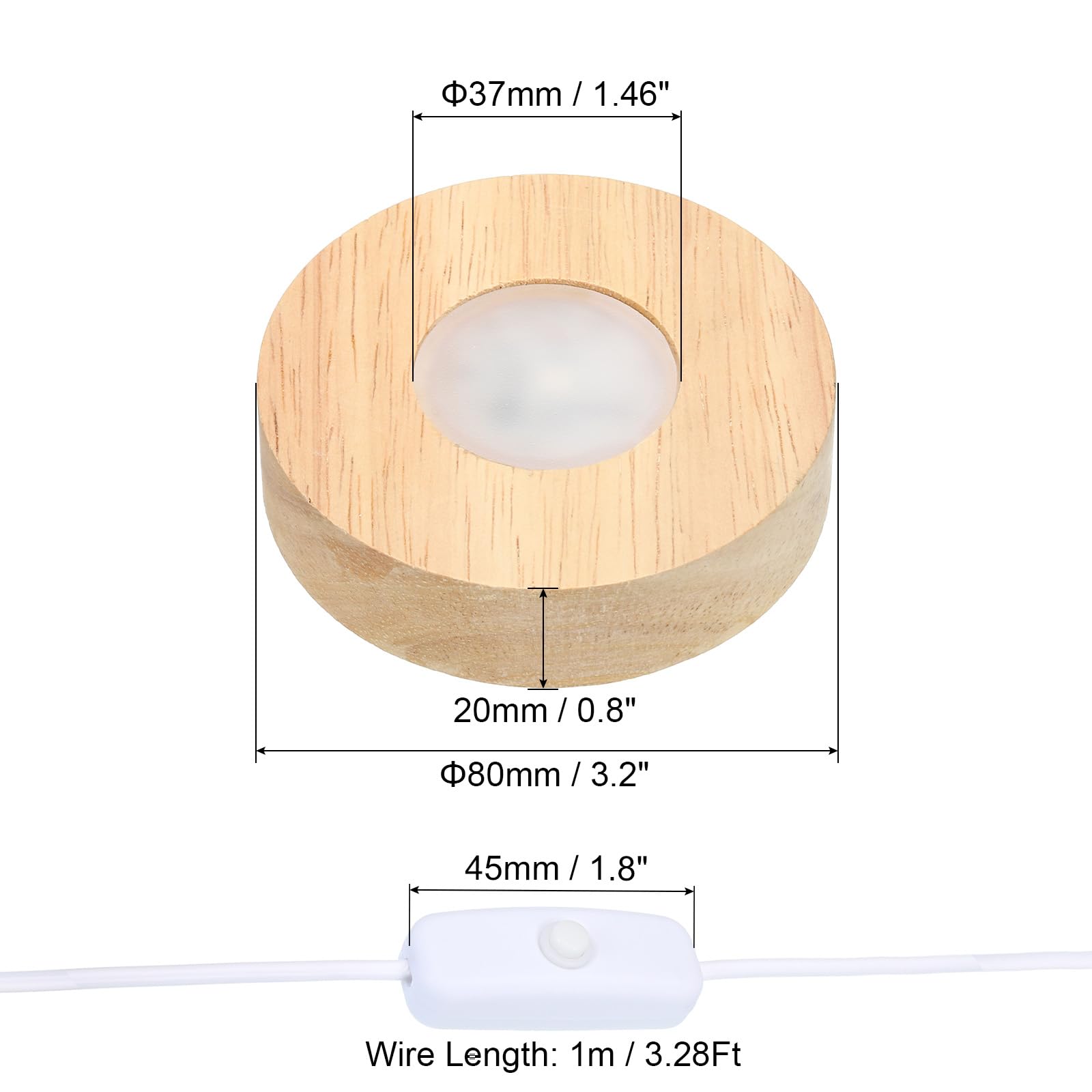 PATIKIL 3.1 Inch Wooden LED Light Base - Image 2